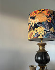 Floral midnight velvet, drum lampshade /ceiling shade with a white lining