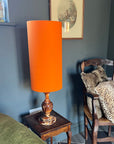 Bright Orange Cotton Lampshade | Extra Tall Cylinder Ceiling Light Shade | Bespoke Handmade UK