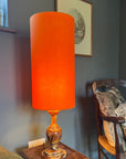 Bright Orange Cotton Lampshade | Extra Tall Cylinder Ceiling Light Shade | Bespoke Handmade UK
