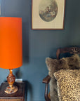 Bright Orange Cotton Lampshade | Extra Tall Cylinder Ceiling Light Shade | Bespoke Handmade UK