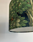 Forbidden forest velvet, drum lampshade /ceiling shade with a white lining