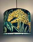 Leopard jungle velvet, drum lampshade /ceiling shade with a white lining