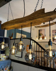 300 Year Old Oak Beam Chandelier | Reclaimed Rustic Kitchen & Dining Lighting UK