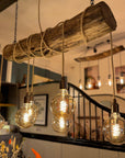 Rustic Driftwood Style Chandelier | Oak Wrapped Cable Kitchen & Dining Light