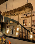 Rustic Driftwood Style Chandelier | Oak Wrapped Cable Kitchen & Dining Light