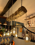 Rustic Driftwood Style Chandelier | Oak Wrapped Cable Kitchen & Dining Light