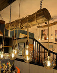 Rustic Driftwood Style Chandelier | Oak Wrapped Cable Kitchen & Dining Light