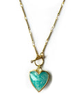 Luxe 18k Gold Plated Turquoise T Bar Heart Necklace