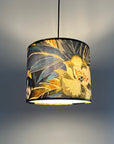 Floral midnight velvet, drum lampshade /ceiling shade with a white lining