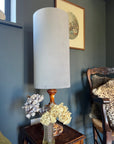 Grey velvet cylinder lampshade, extra tall lampshade