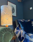 Flying Birds Cream Cotton Lampshade | Extra Tall Cylinder Ceiling Light Shade | Bespoke Handmade UK