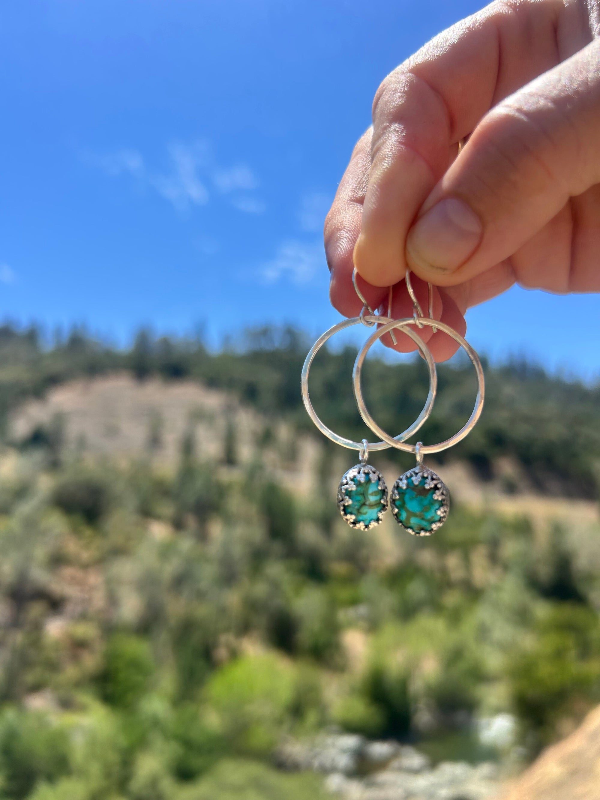 Solstice Hoops – Sonoran Gold Turquoise