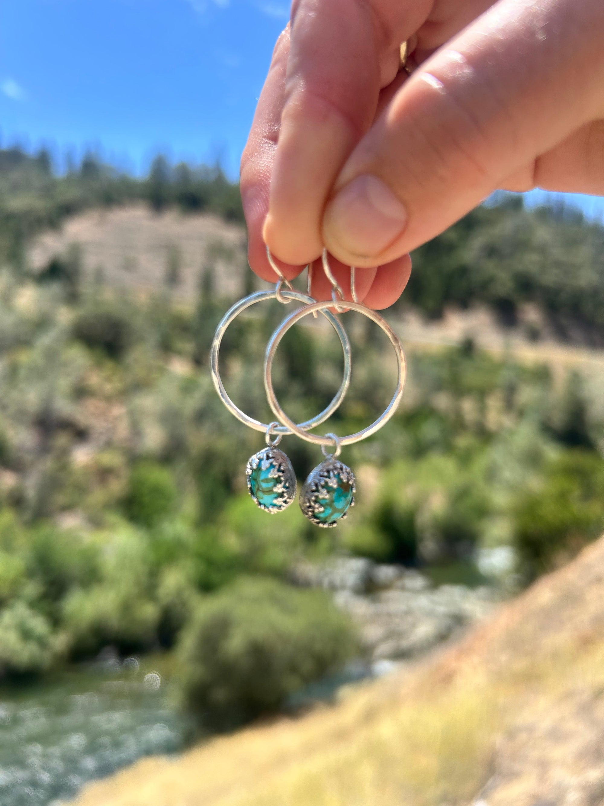 Solstice Hoops – Sonoran Gold Turquoise