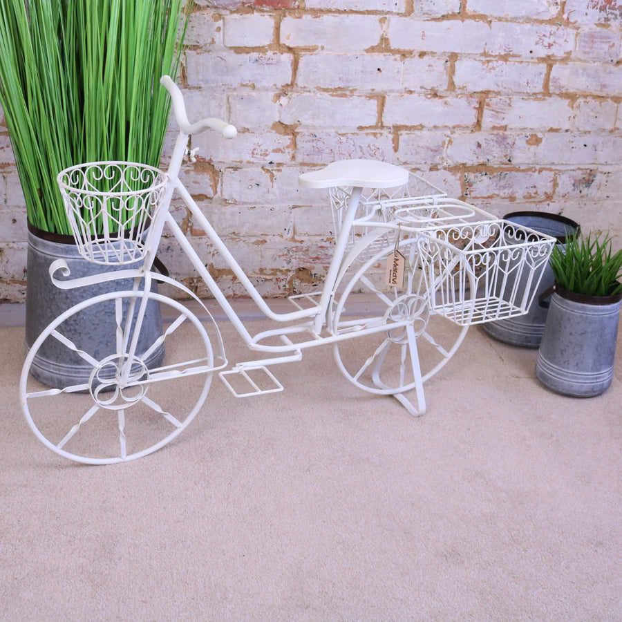 Luxury Belura large bicycle planter, vintage-style metal outdoor flower pot holder, premium garden decor for patio balcony by Maravi at brixbailey.com