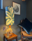 Tripura midnight Leaves Velvet cylinder lampshade, extra tall lampshade