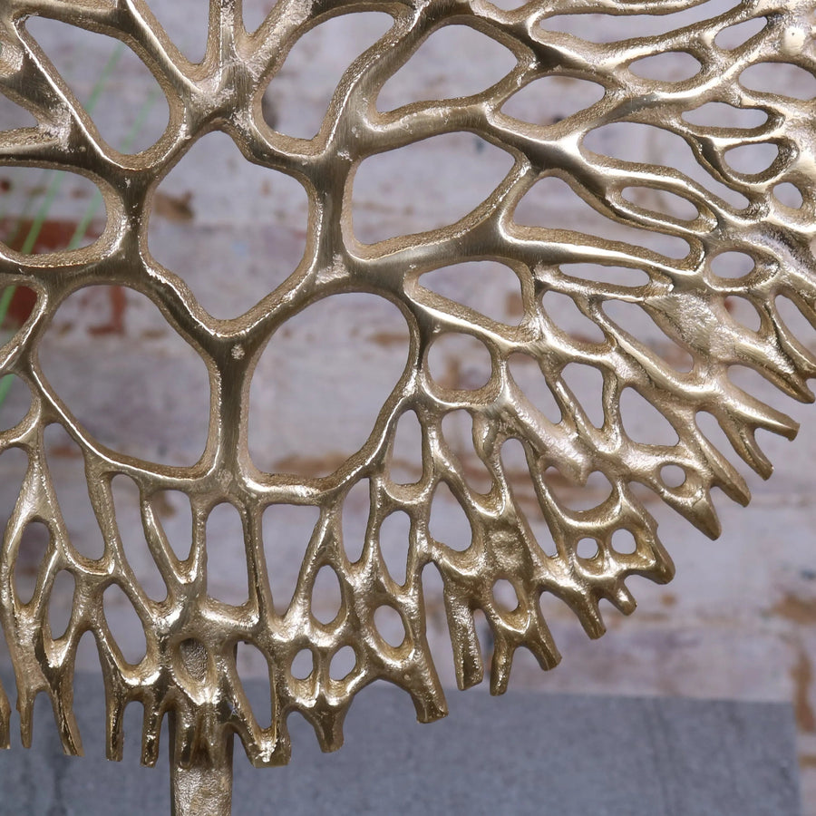 Lolam metal gold coral ornament sculpture, luxury handcrafted aluminium decor, elegant statement piece for home by Maravi at brixbailey.com