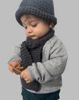 Hand-knitted wool scarf for baby