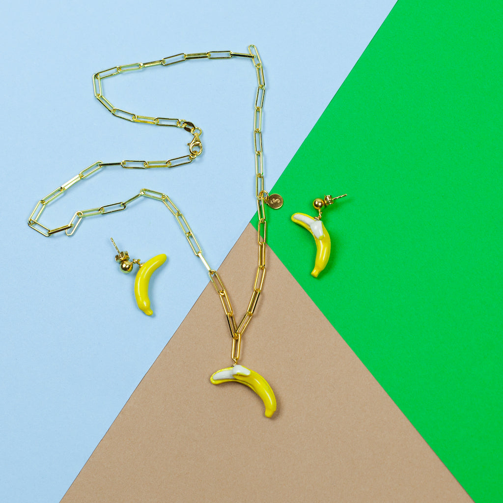 Banana Love Earrings by SCULP – Handmade 24K Gold Accents by SCULP at www.brixbailey.com