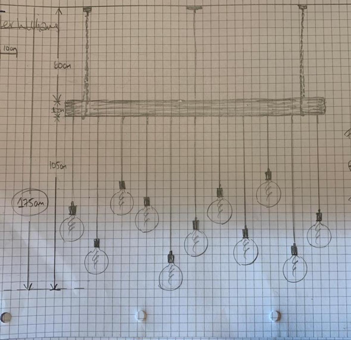 Chunky Wooden Beam Chandelier XXL Long Drop