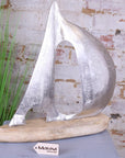 Luxury handcrafted Kasba sailing boat ornament, premium mango wood and aluminum coastal decor, stylish nautical home accent by Maravi at brixbailey.com