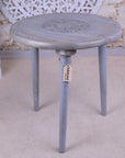 Pharoli Grey Wooden Side Table Grey Carved Patterns
