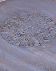 Pharoli Grey Wooden Side Table Grey Carved Patterns