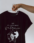 Organic Cotton Oversized Tee – It’s All About Balance Message by Black Giraffe Brand at www.brixbailey.com