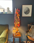 Botanical black velvet cone lampshade, extra tall lampshade
