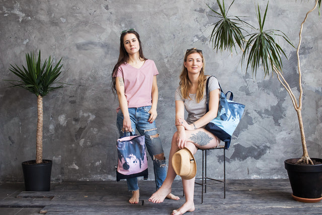 Watercolor Backpack in Pink and Navy