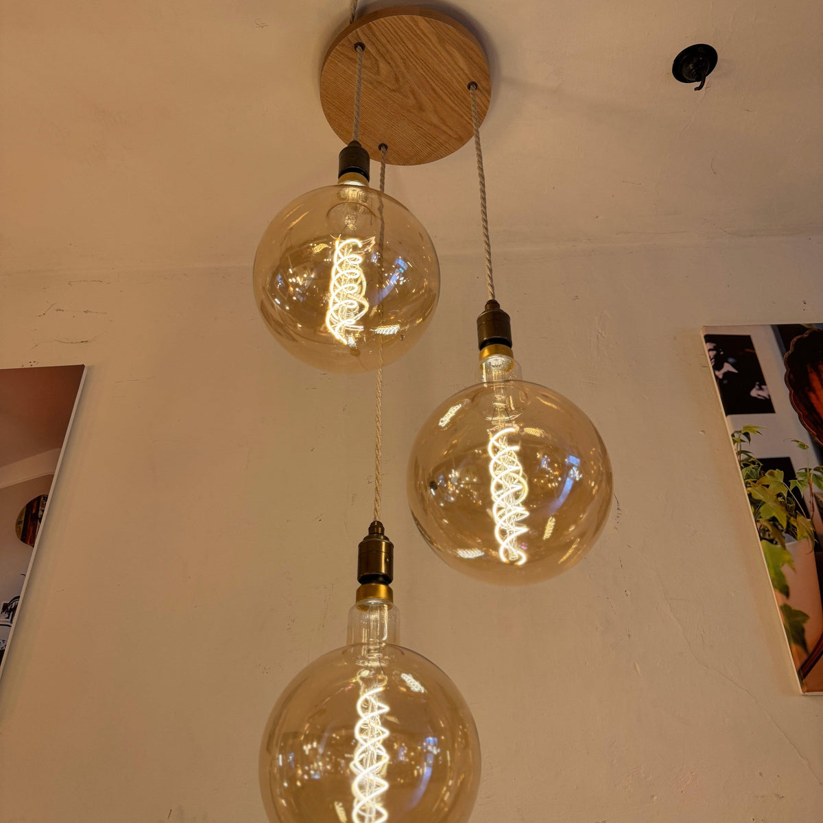 Oak Disc Pendant Light | 3 Drop Kitchen Island, Stairwell & Dining Lighting
