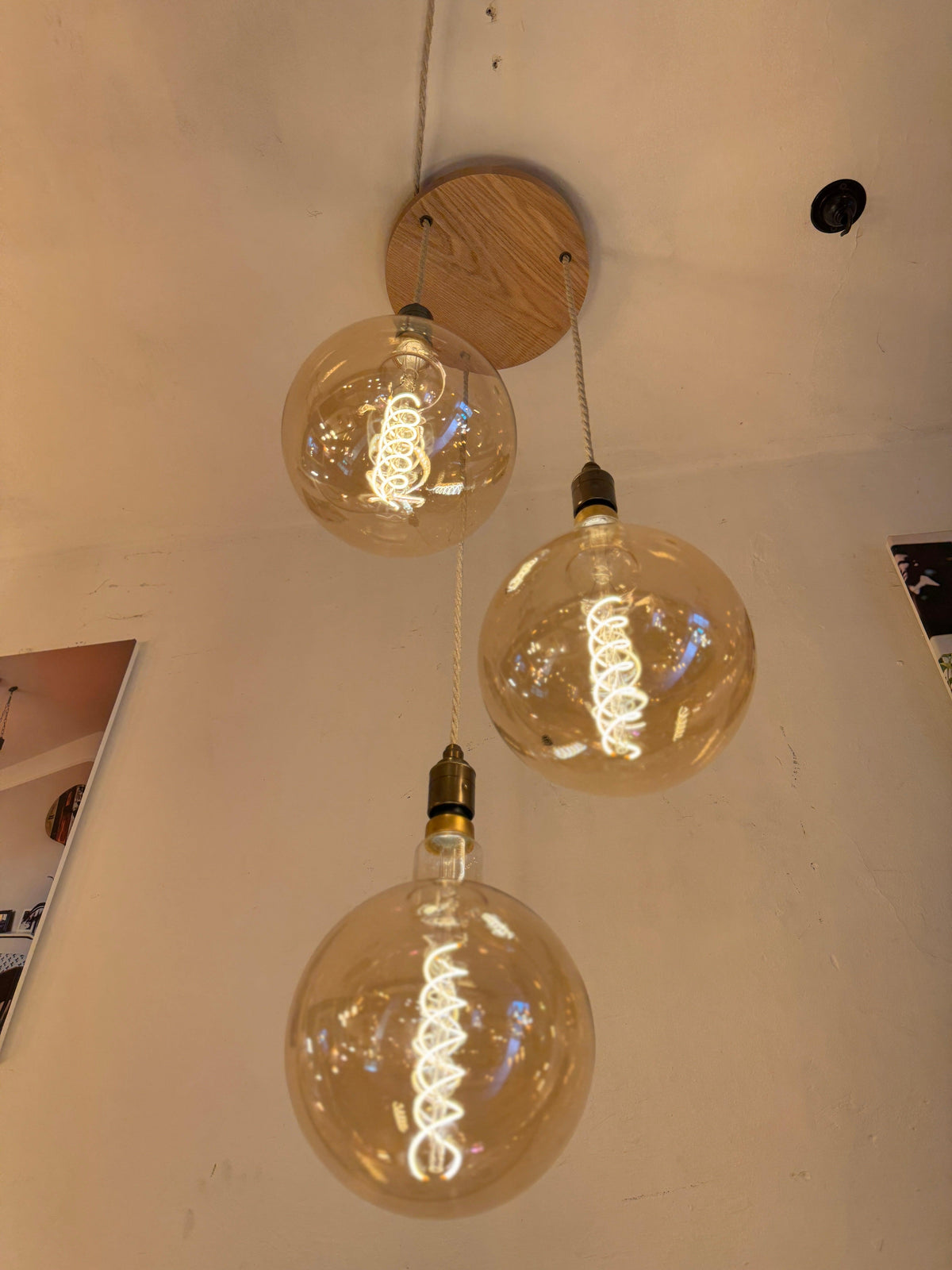 Oak Disc Pendant Light | 3 Drop Kitchen Island, Stairwell & Dining Lighting