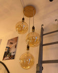 Oak Disc Pendant Light | 3 Drop Kitchen Island, Stairwell & Dining Lighting