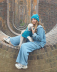 Cerulean Blue British Wool Dog Jumper