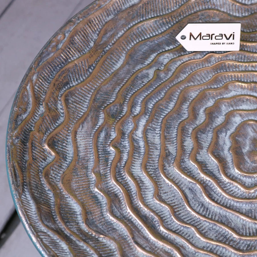 Luxury gold tripod side table, stylish vintage accent table for living room, bedroom, or home decor by Maravi at brixbailey.com