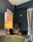 Floral pastel Velvet cylinder lampshade, extra tall lampshade