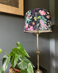 Midnight Butterfly Floral Velvet Lampshade | French Drum Ceiling Light Shade | Bespoke Handmade Empire Lampshade