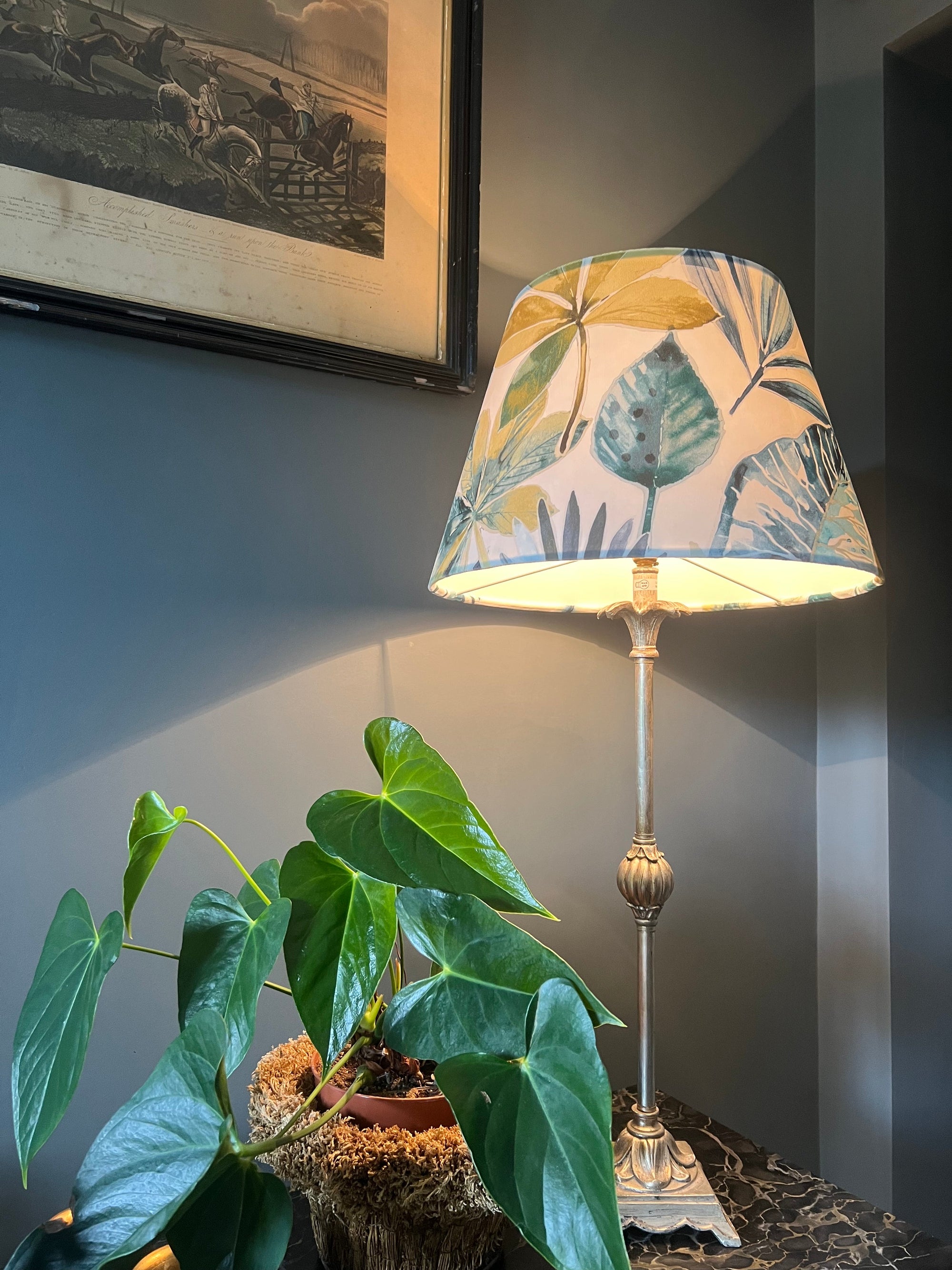 Blue &amp; Green Rainforest Velvet Steep Empire Lampshade | Handmade Ceiling Light Shade | UK