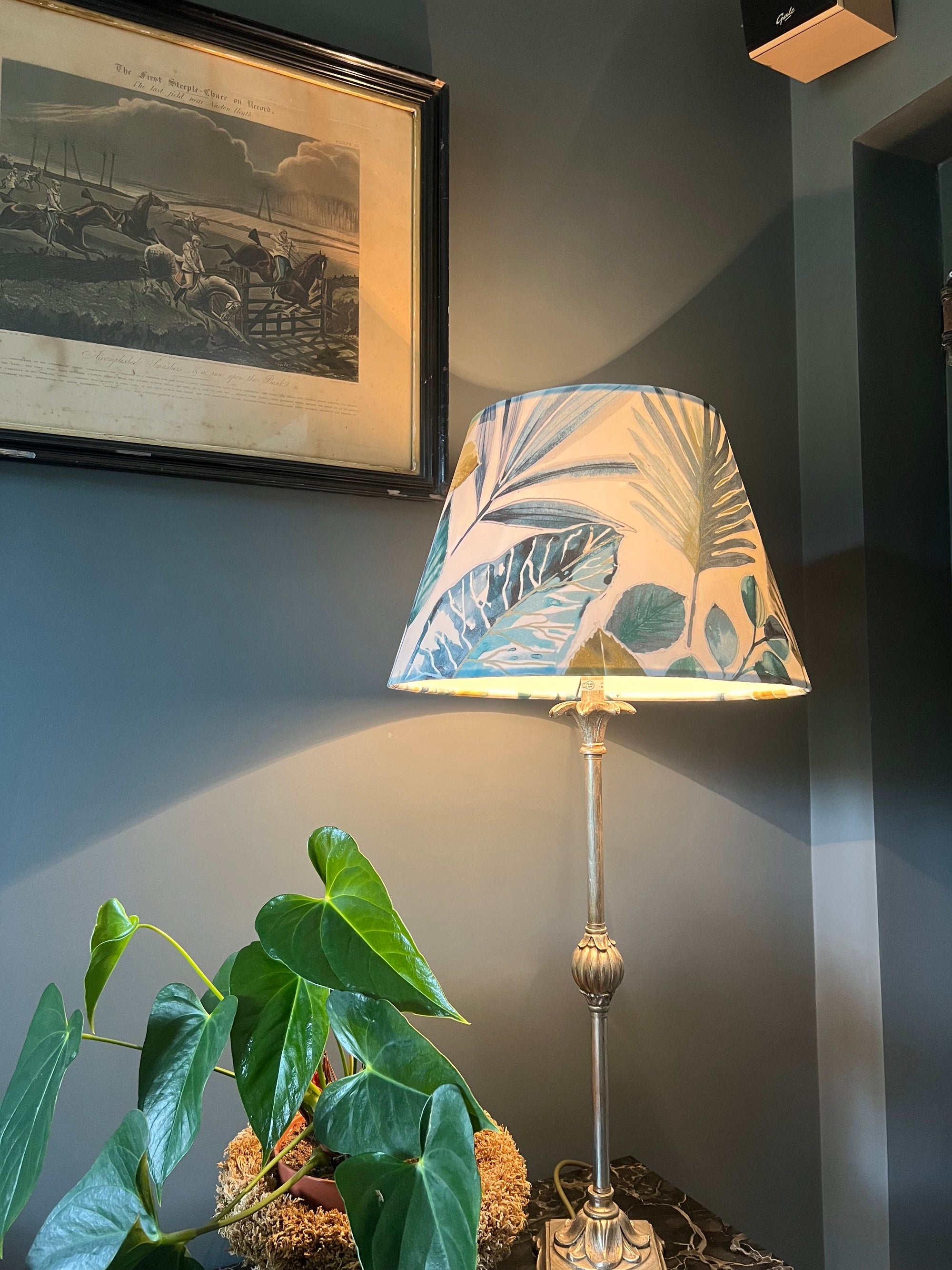 Blue &amp; Green Rainforest Velvet Steep Empire Lampshade | Handmade Ceiling Light Shade | UK
