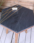 Siangra Hexagon Black Marble Side Table