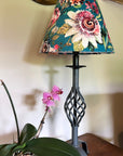 Teal Floral Summer Garden Velvet Steep Empire Lampshade | Handmade Ceiling Light Shade | UK