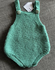 Personalised Green Knitted Baby Romper – Custom Keepsake (6-12M) | Handmade Milestone Outfit