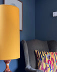 Yellow Cotton Lampshade | Extra Tall Cylinder Ceiling Light Shade | Bespoke Handmade UK