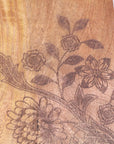 Luxury mini serving board, elegant mango wood with floral motif, stylish sustainable cheese board, best-selling home decor by Maravi at brixbailey.com