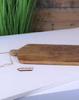 Luxury mini serving board, elegant mango wood with Tingda floral motif, stylish sustainable cheese board, best-selling home decor by Maravi at brixbailey.com