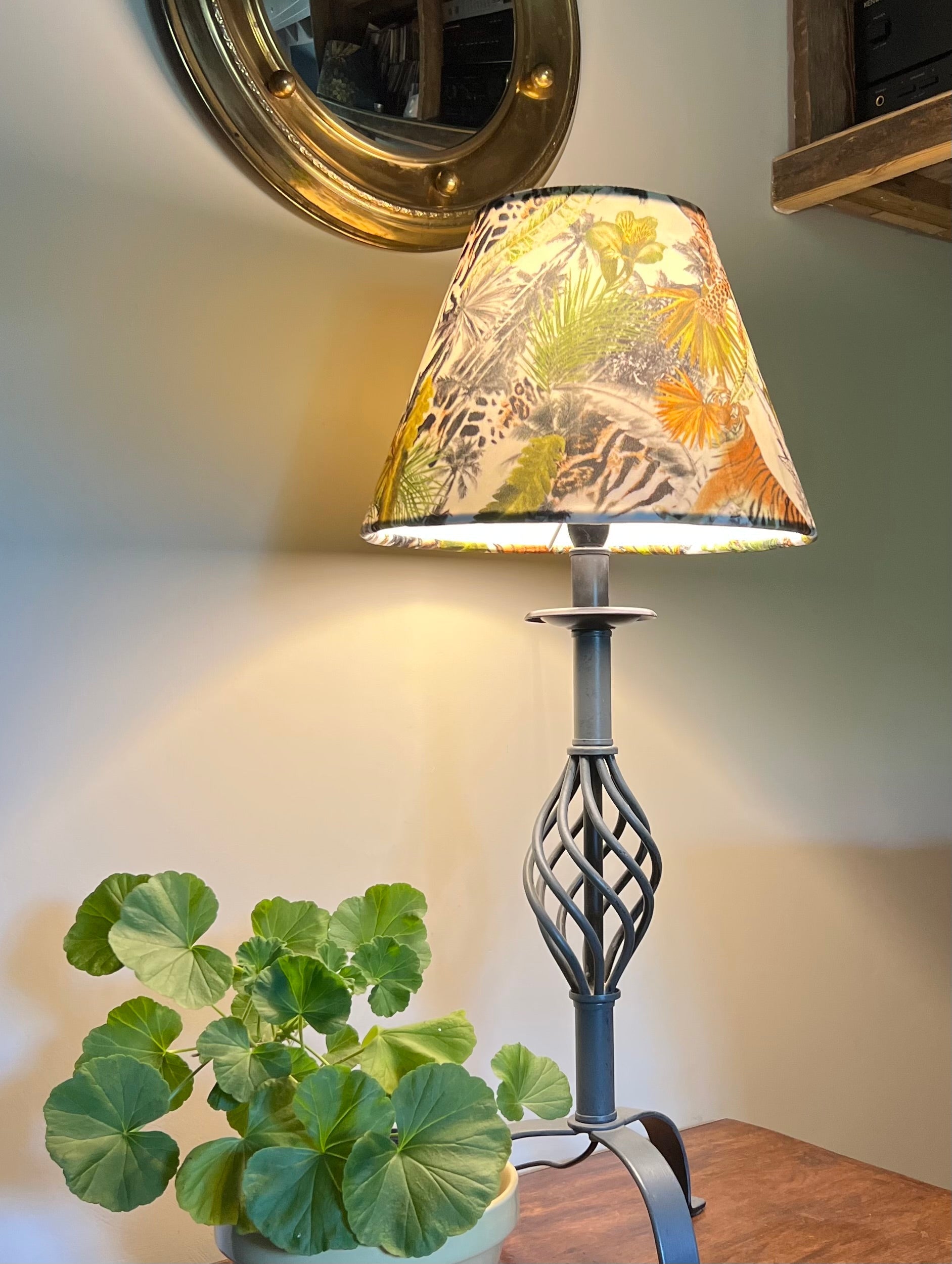 Tiger &amp; Cheetah Jungle Velvet Steep Empire Lampshade | Handmade Ceiling Light Shade | UK