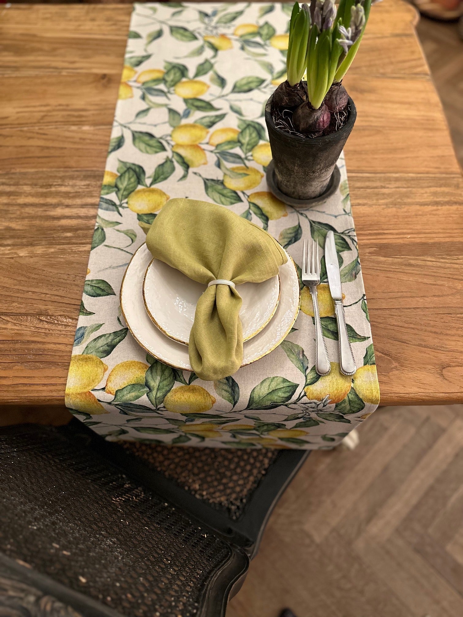 Lemon Linen Table Runner