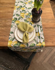 Brighten Your Dining Space with the Lemon Linen Table Runner by Hortensias Home at www.brixbailey.com