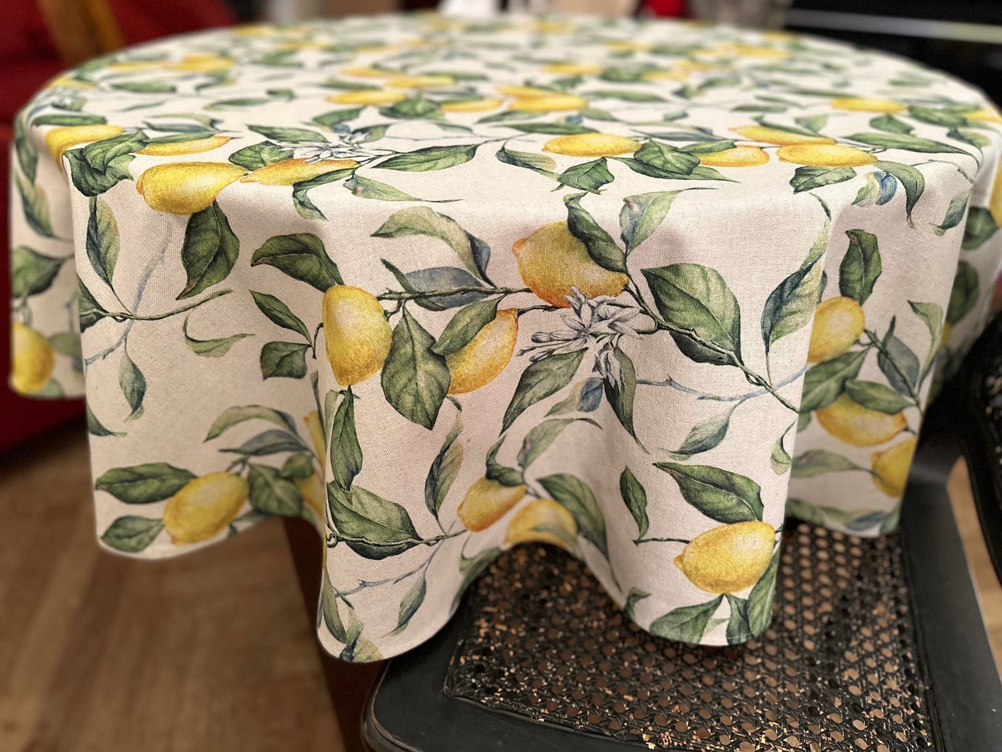 Lemon Linen Round Tablecloth