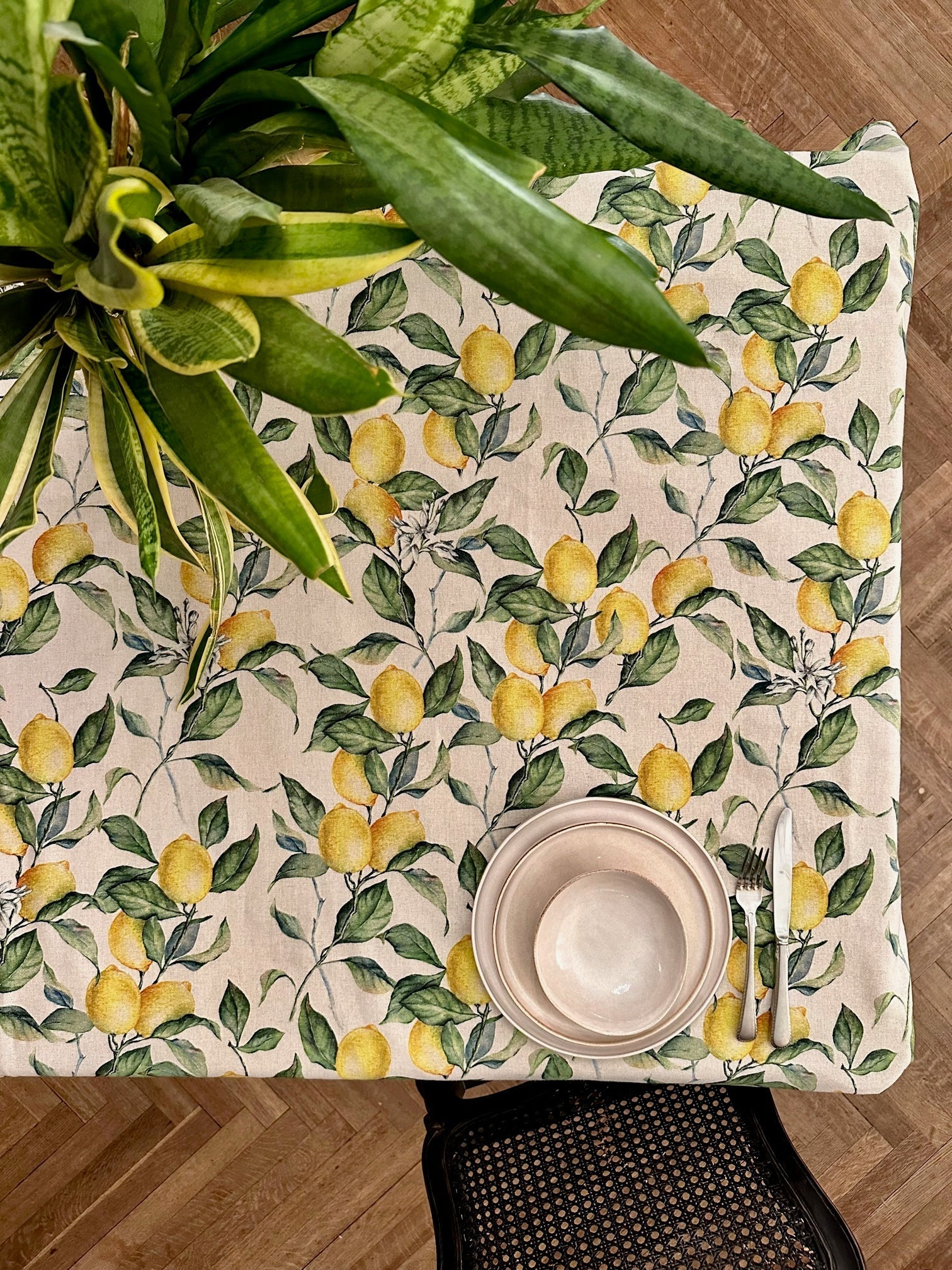 Rectangular Lemon Linen Tablecloth