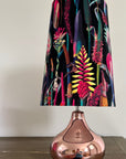 Botanical black velvet cone lampshade, extra tall lampshade
